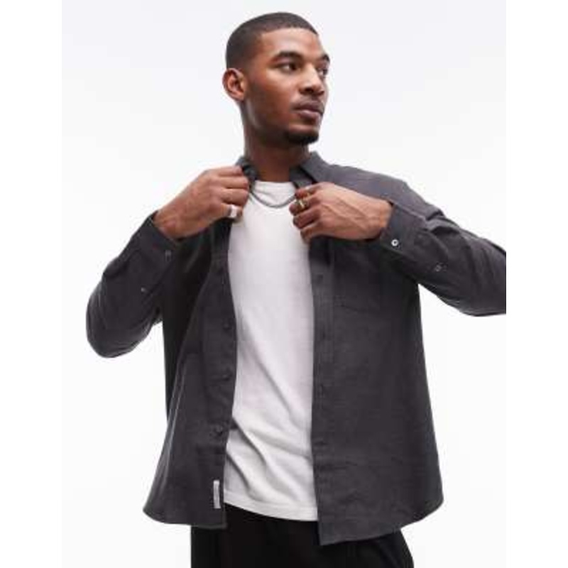 ARKET relaxed fit flannel shirt in gray