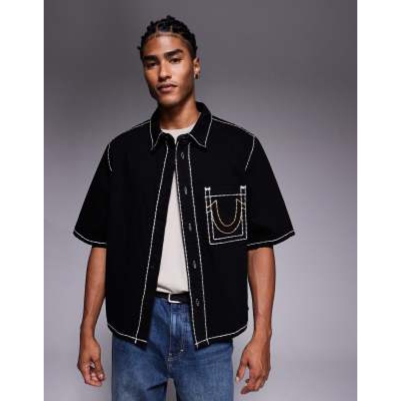 True Religion super oversized denim shirt in dark indigo