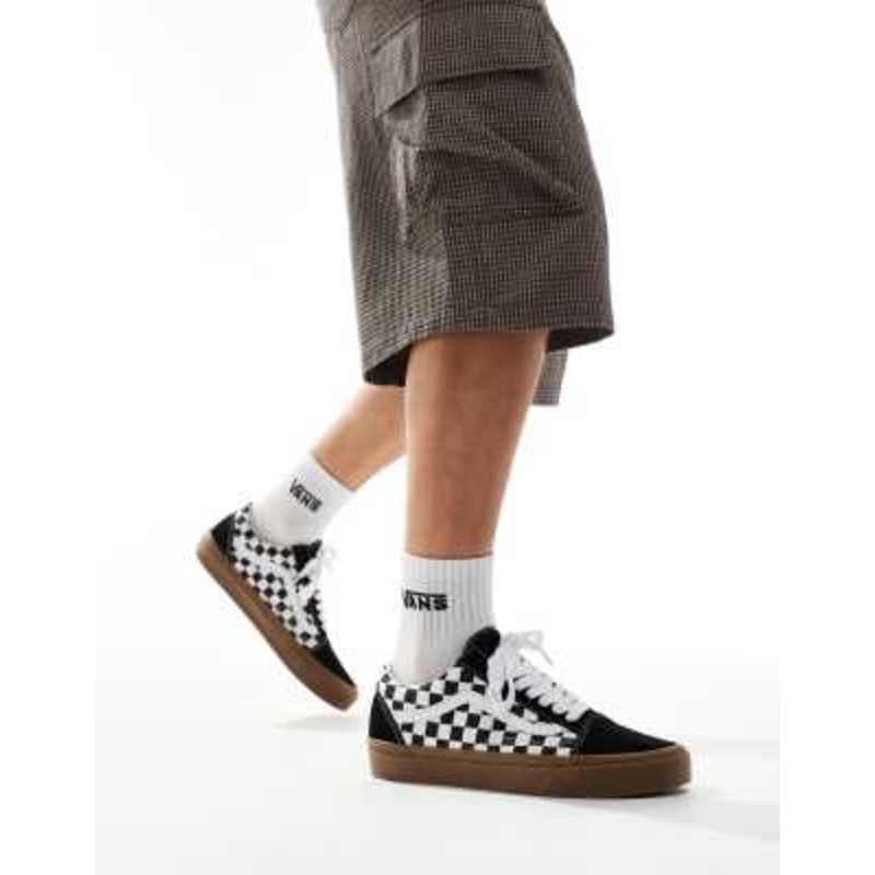 Vans Old Skool rubber sole sneakers in black and white checkerboard print
