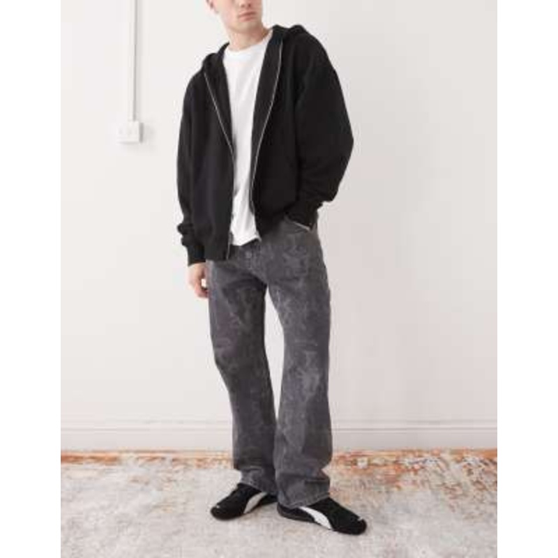 Vertere Berlin snakebite loose fit denim jeans in washed black with all over print