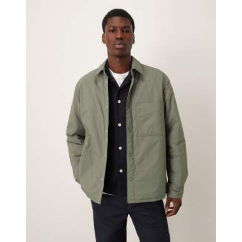 ARKET techno padded overshirt in khaki green