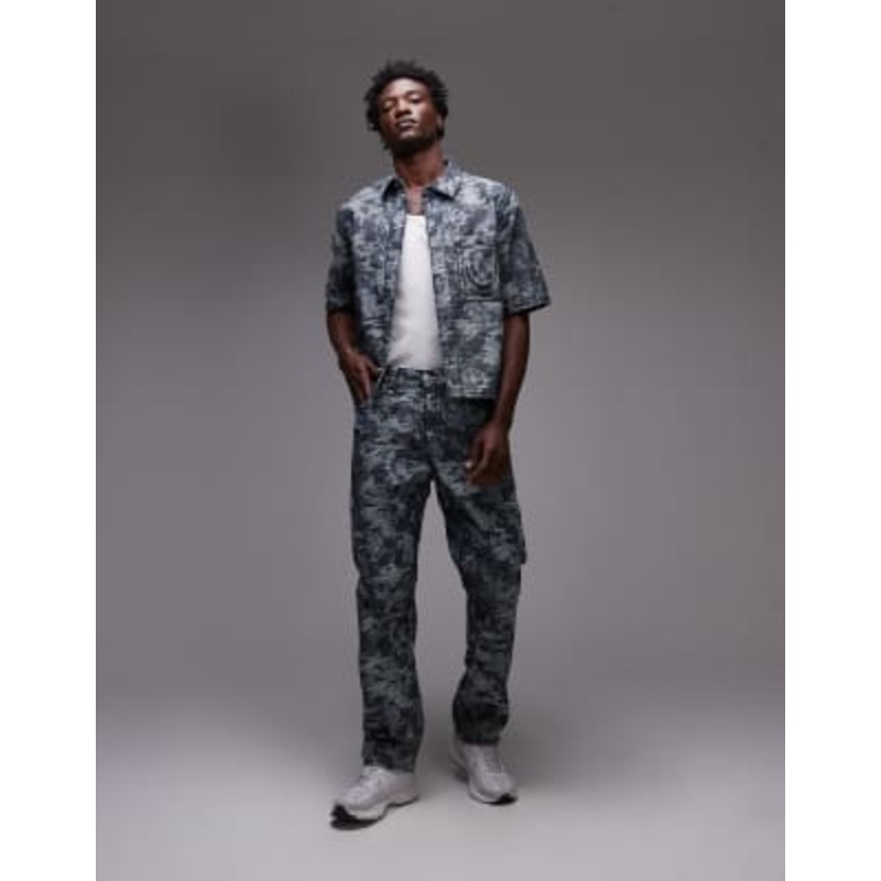 True Religion Bobby jacquard super T flap pocket detail jeans in blue – part of a set