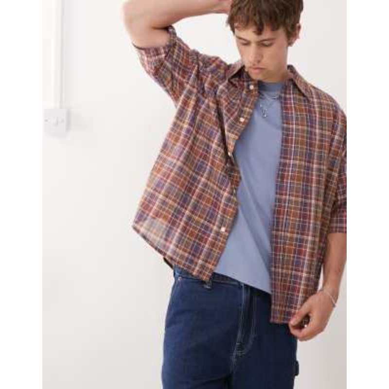 Weekday oversized shirt in red and blue plaid