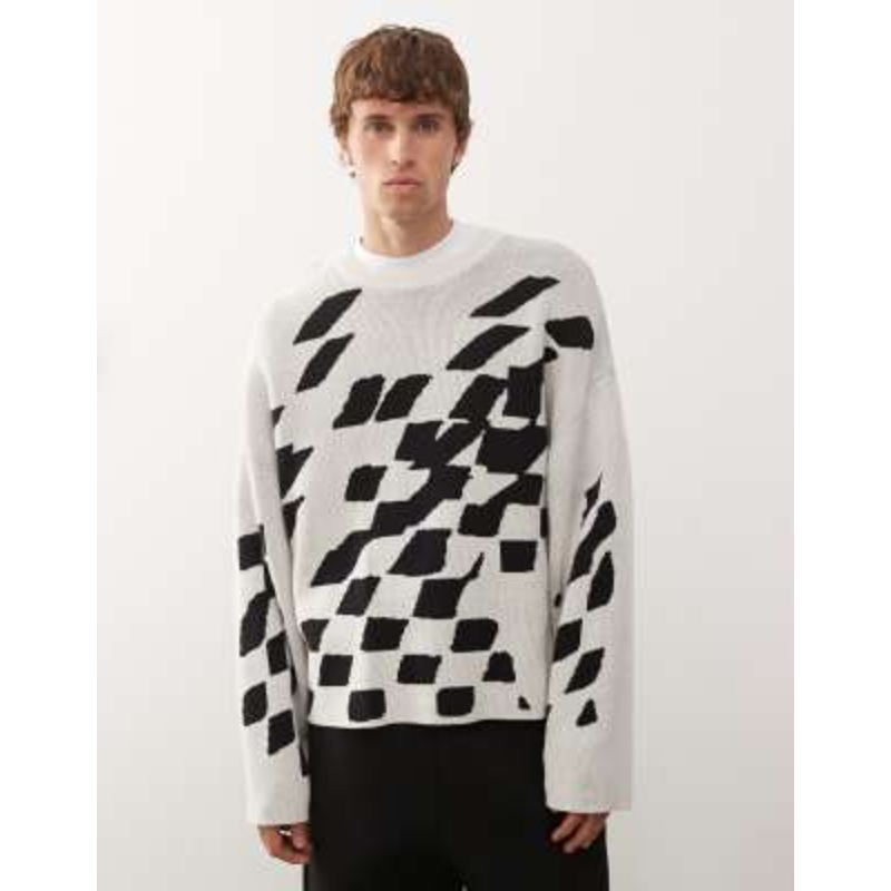 Weekday sweater with broken graphic in off-white
