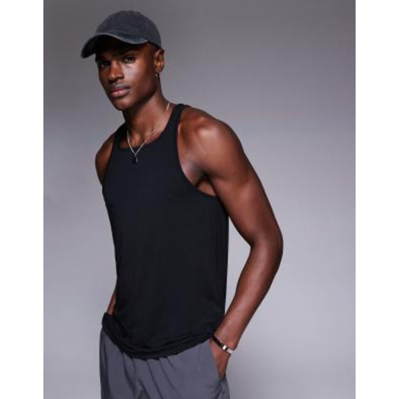 4505 quick dry square neck slim fit training tank top in black