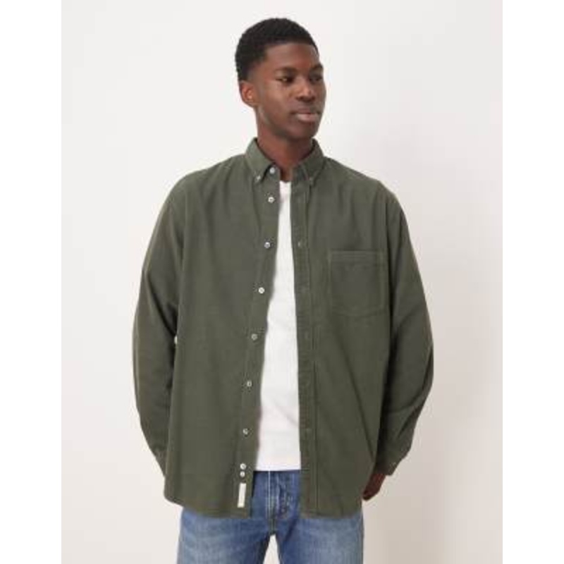 ARKET corduroy shirt with button down collar in khaki