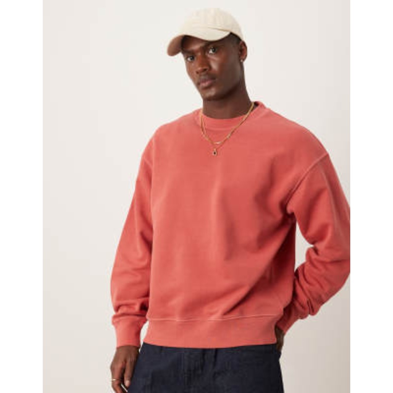 ARKET cotton rich relaxed fit sweatshirt in washed red