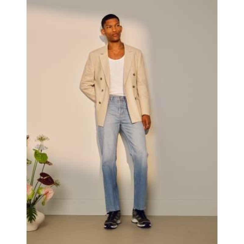 Topman rigid straight jeans in light wash blue