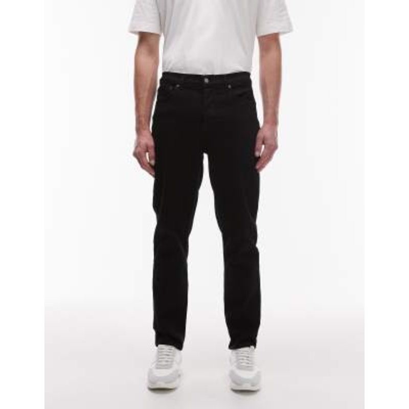 Topman stretch tapered jeans in black