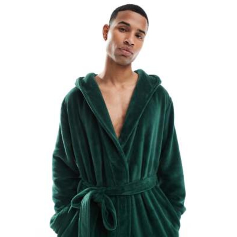 Urban Threads fleece robe in forest green