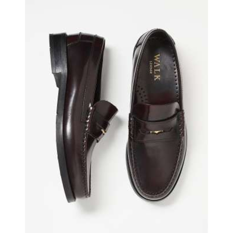 Walk London Dalston penny loafers in deep burgundy