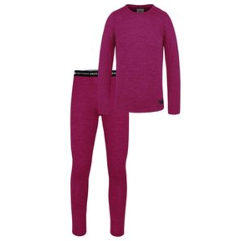 normani Outdoor Sports Merino Ski Thermounterwsche SET Langarmshirt und Unterhose – Unterwsche Set – fuchsia/rot