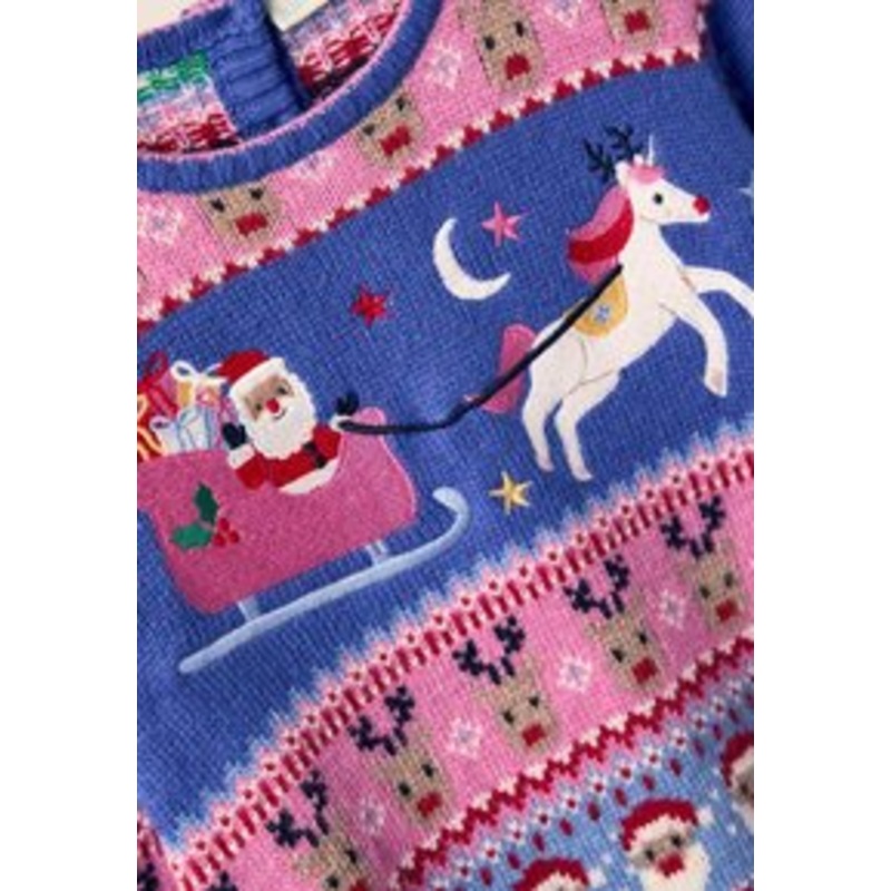 JoJo Maman Bb Strickkleid – navy blue santa reindeer/blau