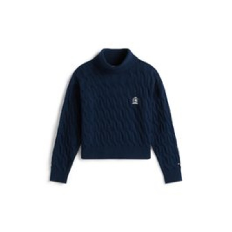 Tommy Hilfiger CREST CABLE TURTLE NECK – Strickpullover – dark night navy/dunkelblau