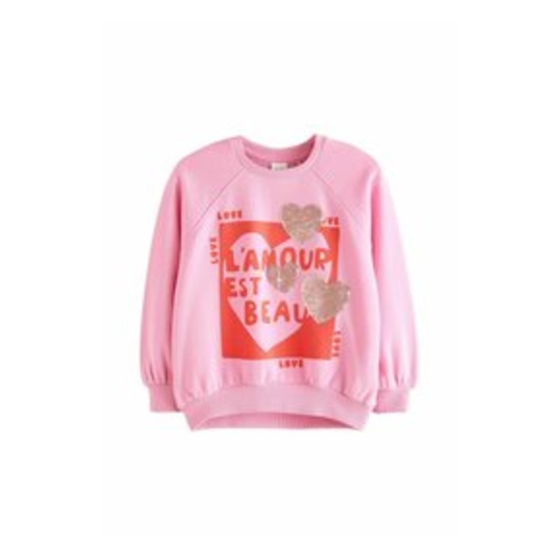 Next REGULAR FIT – Sweatshirt – pink sequin hearts/pink