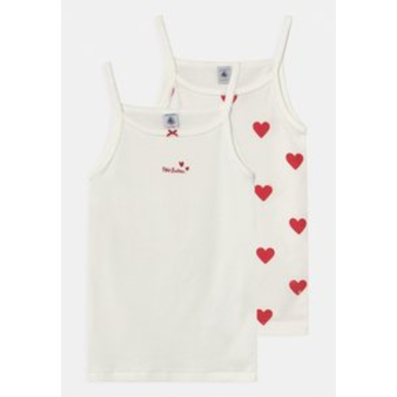 Petit Bateau HEART 2 PACK – Unterhemd/-shirt – white/red/wei