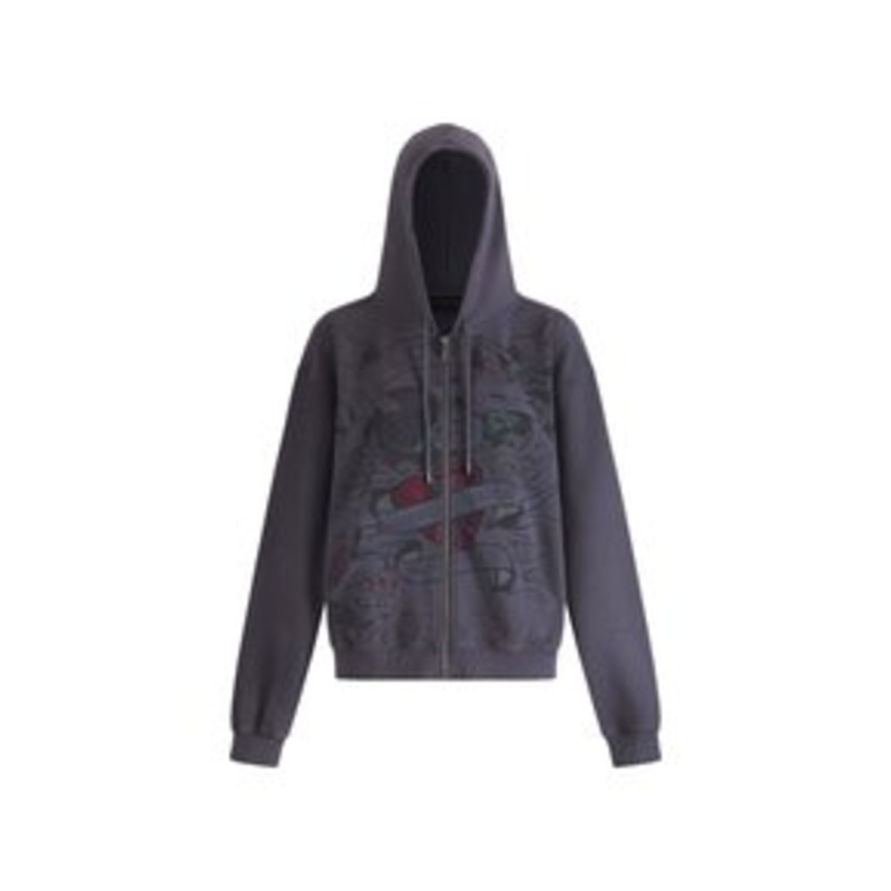 Ed Hardy BROKEN HEARTS AND FAIRYTALES ZIP THRU  – Kapuzenpullover – charcoal/dunkelgrau