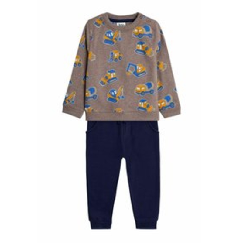 JoJo Maman Bb CONSTRUCTION PRINT SET – REGULAR FIT – Jogginghose – mocha/braun