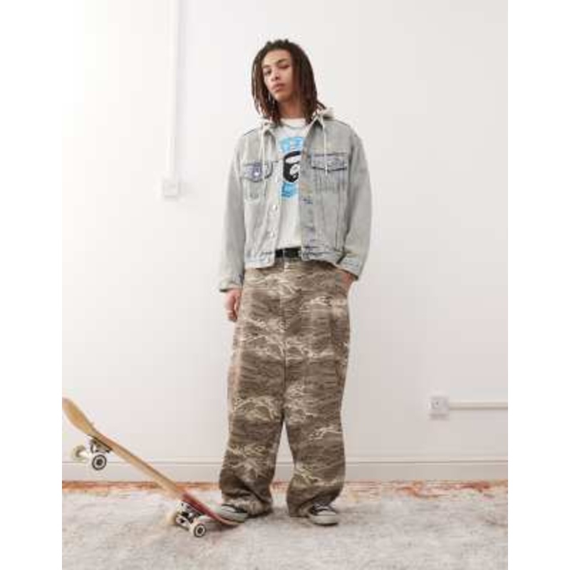 Aape by A Bathing Ape denim hooded jacket and back embroidery in light blue