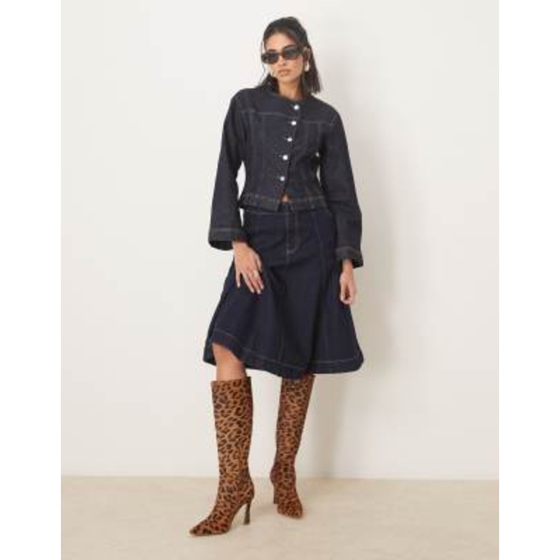 Gina Tricot stretch denim jacket and jeans set in rinse wash indigo