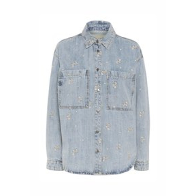 Kaffe KABABETH – Jeansjacke – blue denim feather flower emb/blue denim