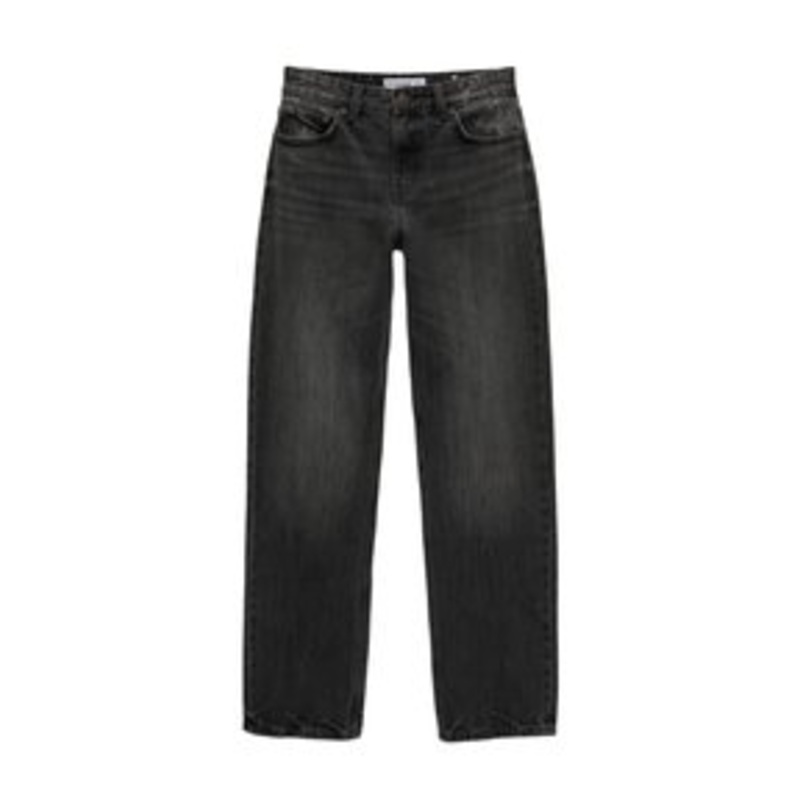 PULL&BEAR MID-WAIST – Jeans Straight Leg – black/schwarz