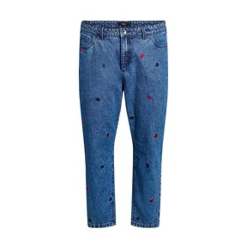 Zizzi Mom Jeans – dark blue hearts/dark-blue denim