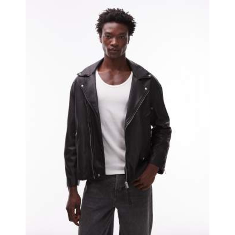 AllSaints Bradford leather jacket in black