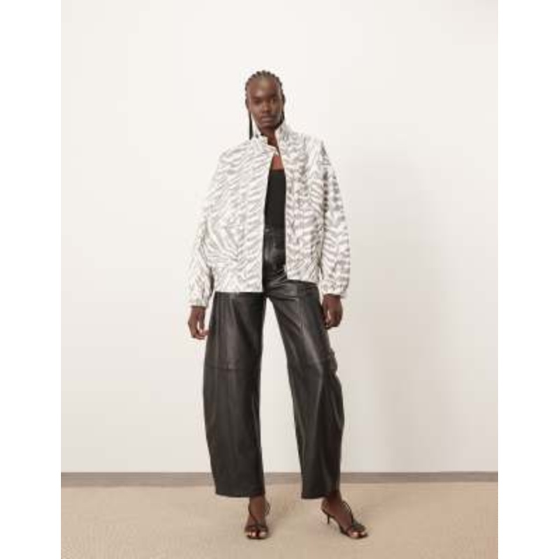 ARRANGE denim bomber jacket with seam detail in tiger print