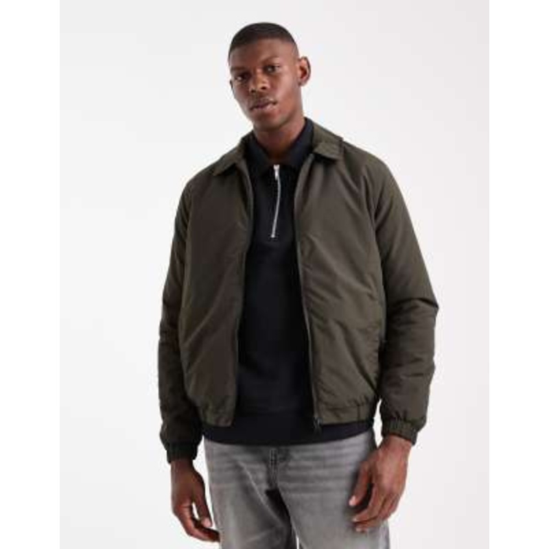 Brave Soul padded collared short jacket in khaki green