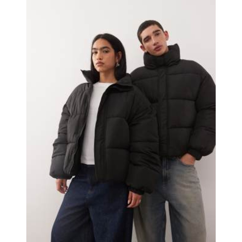 COLLUSION Unisex puffer jacket in black