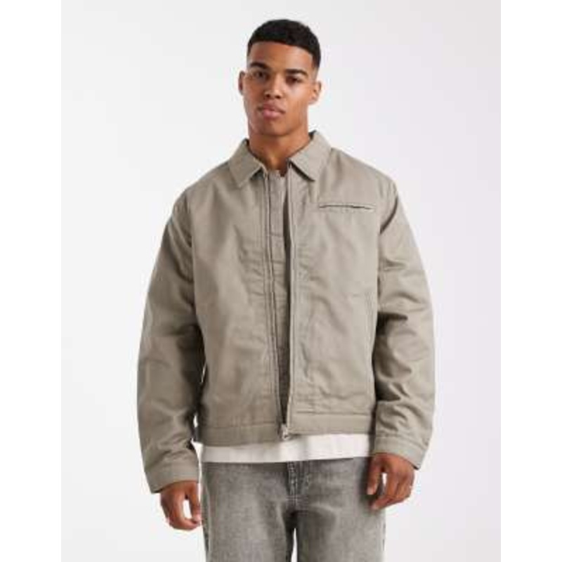 Jack & Jones harrington jacket with double zip in beige