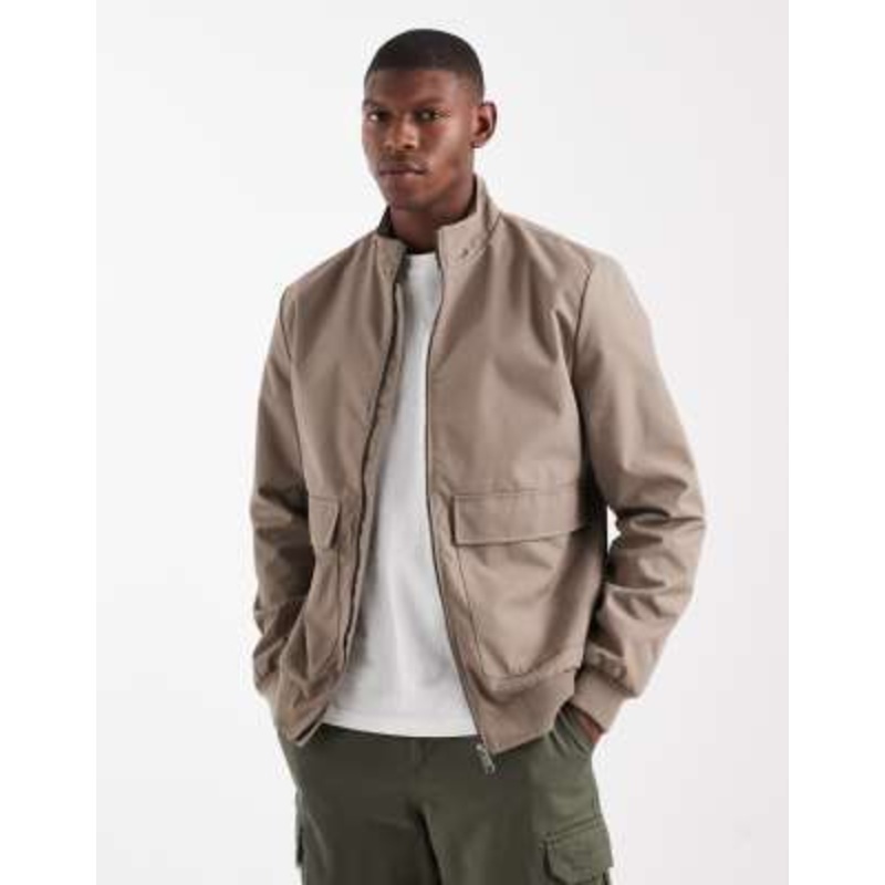 Threadbare bomber jacket with front pockets in taupe
