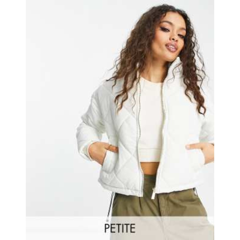 Threadbare Petite Ruby diamond quilted puffer jacket in white