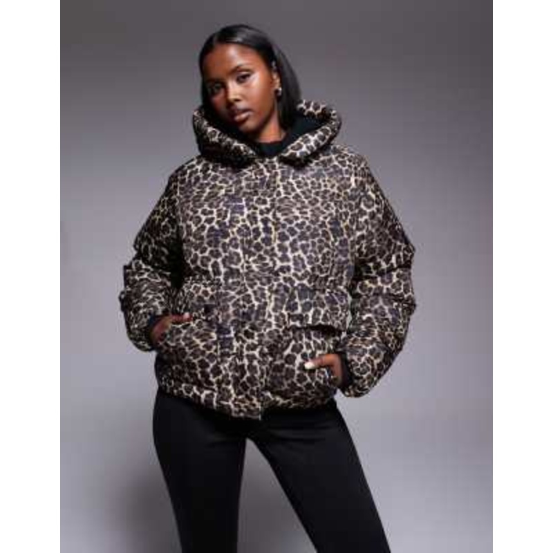 Threadbare Ski puffer jacket in leopard print