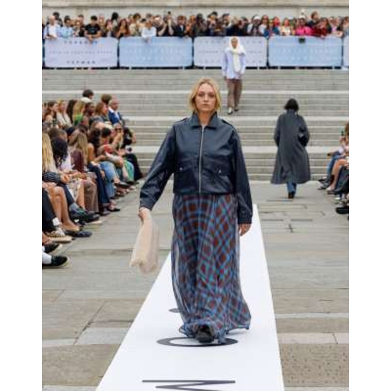 Topshop faux leather washed blue bomber jacket in washed blue