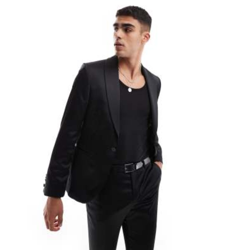 Twisted Tailor Draco skinny suit jacket in black – part of a set