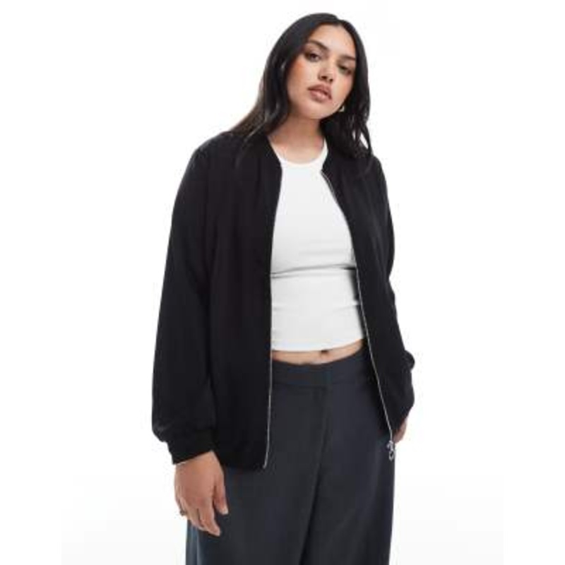 Vero Moda Curve oversized bomber jacket in black