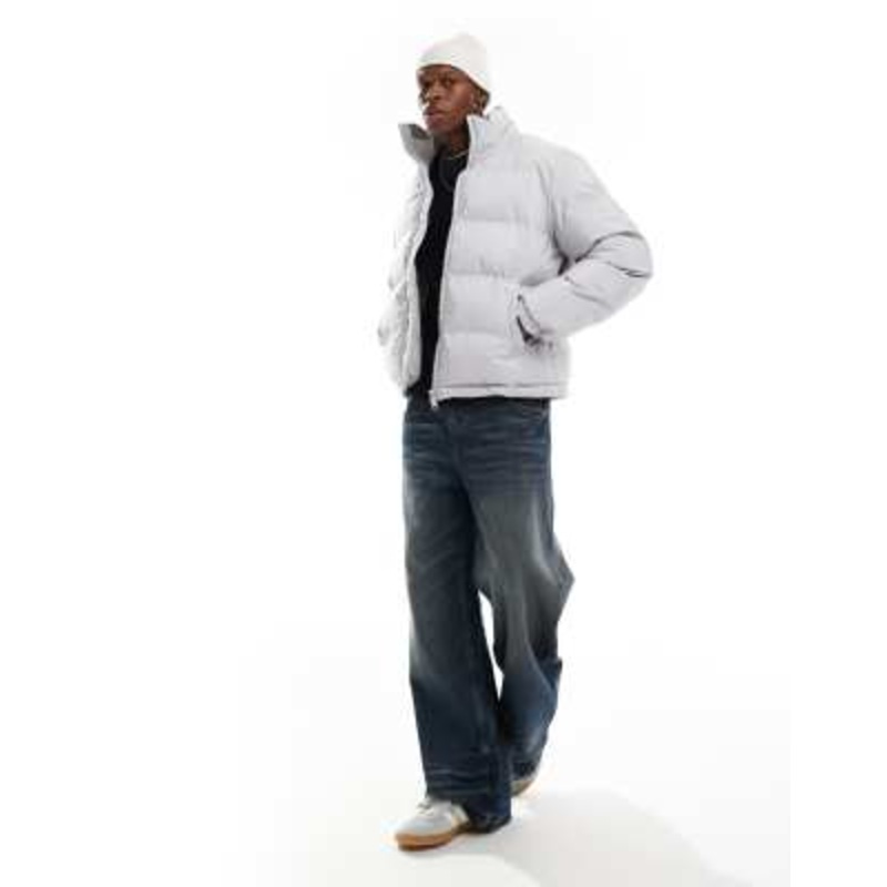 Weekday Cole puffer jacket in light gray