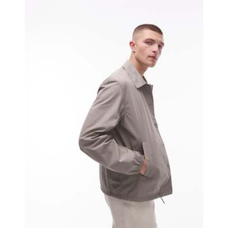 ARKET lightweight jacket with metal press-snap front in light gray