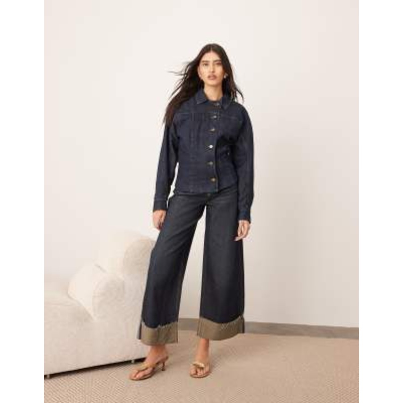 ARRANGE denim sculpted jacket with button detail in indigo