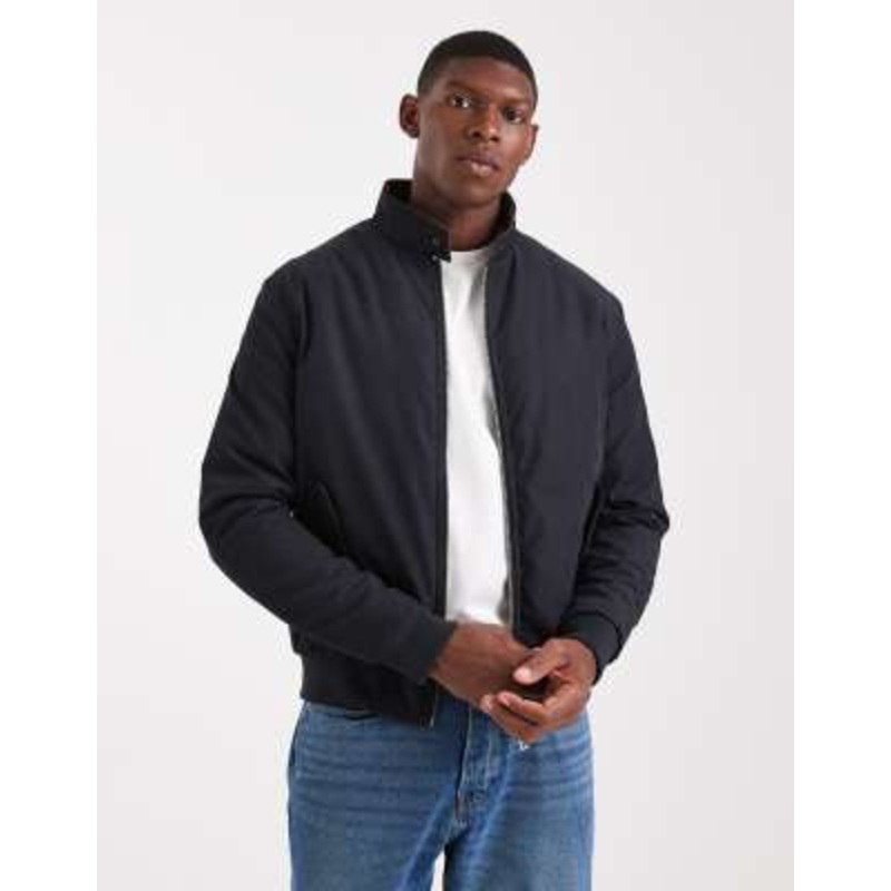 Brave Soul zip through bomber jacket in navy