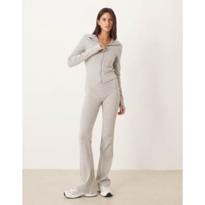 Gina Tricot jacket & flared pants set in light gray