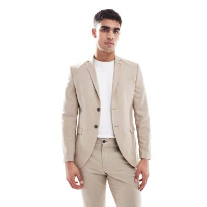 Jack & Jones super slim suit jacket in beige