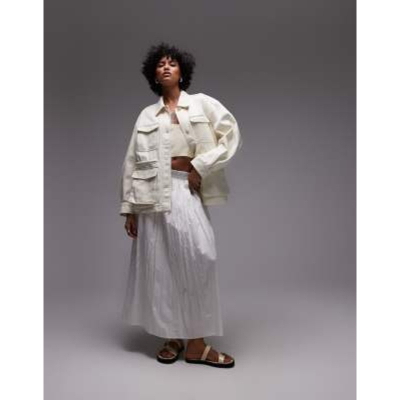 & Other Stories barn jacket with cinched in waist detail in off white