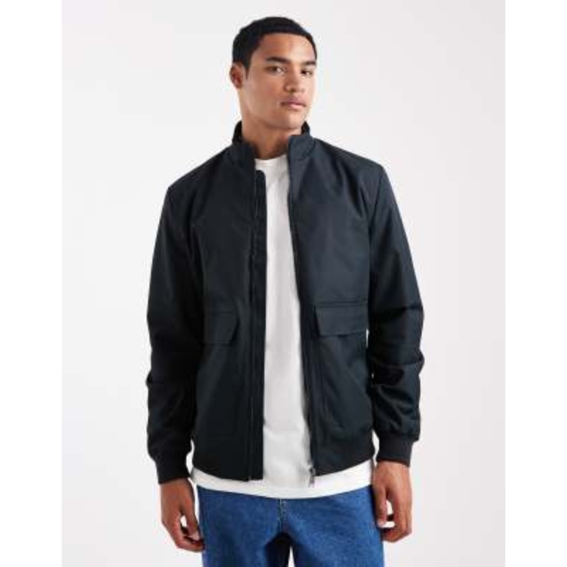 Threadbare bomber jacket with front pockets in navy
