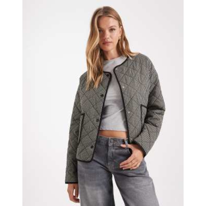 Threadbare padded jacket with contrast trim in gray and black