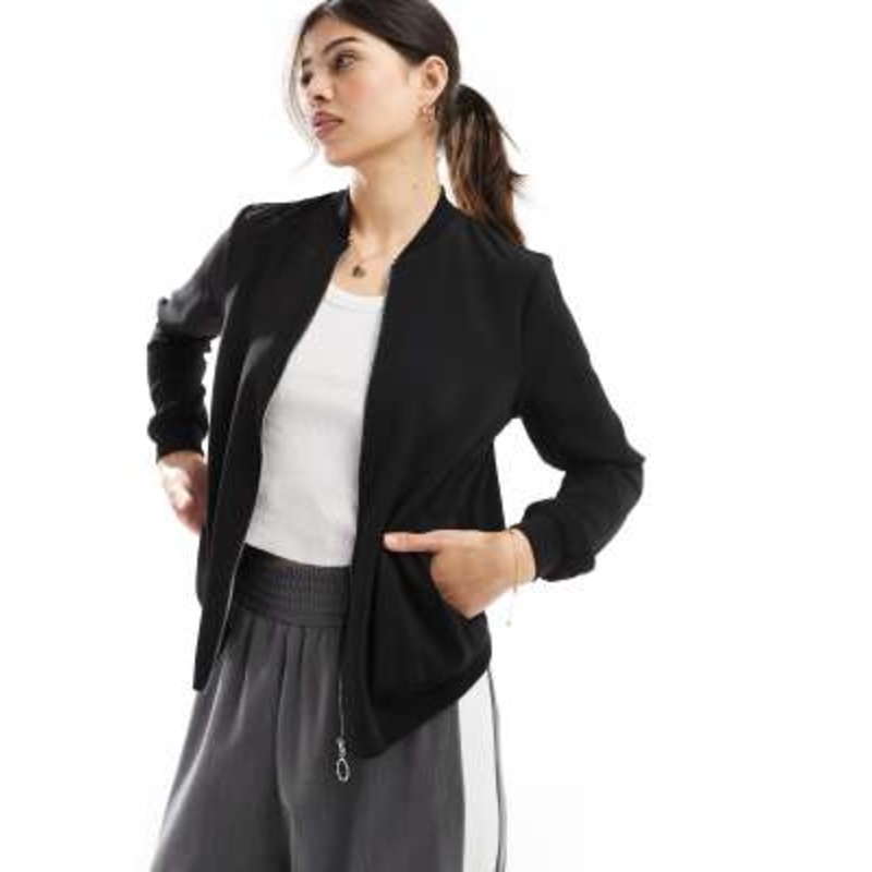 Vero Moda lightweight zip front bomber jacket in black