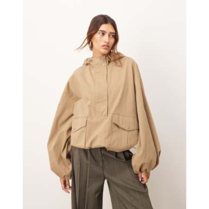 ARRANGE bubble hem windbreaker jacket in stone