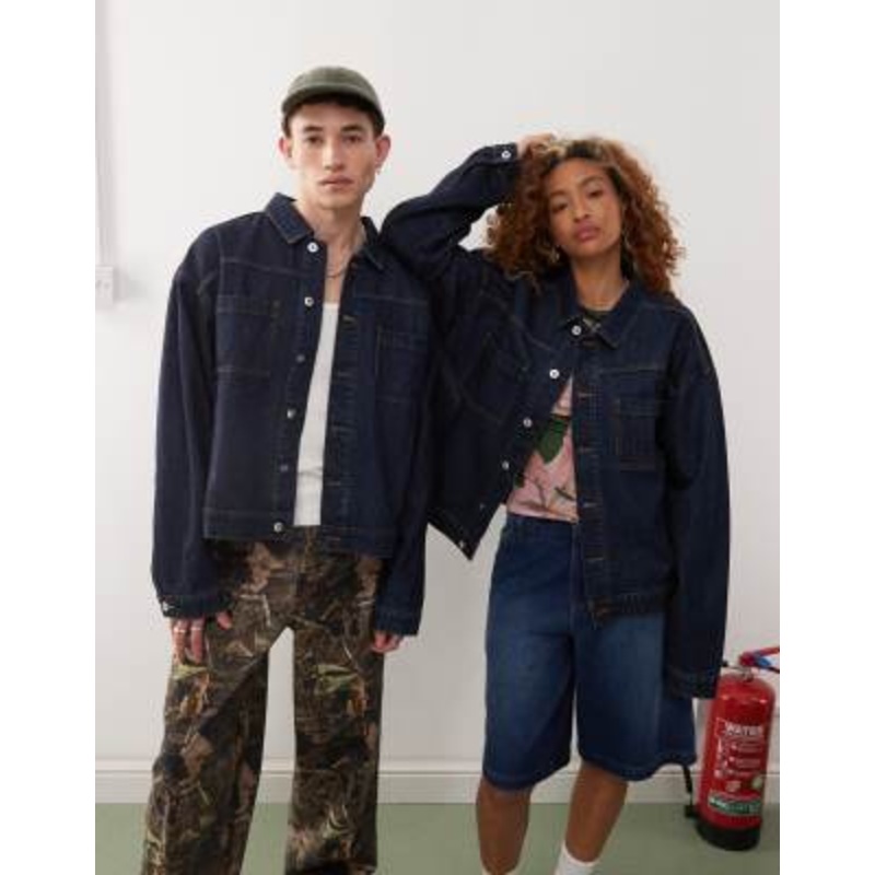 COLLUSION Unisex denim trucker jacket in rinsewash